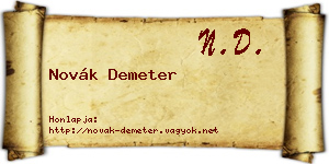 Novák Demeter névjegykártya